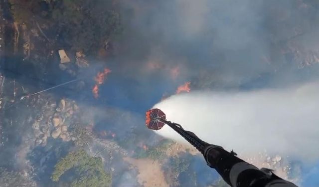 İzmir İtfaiyesi, Bergama yangınına müdahale ediyor